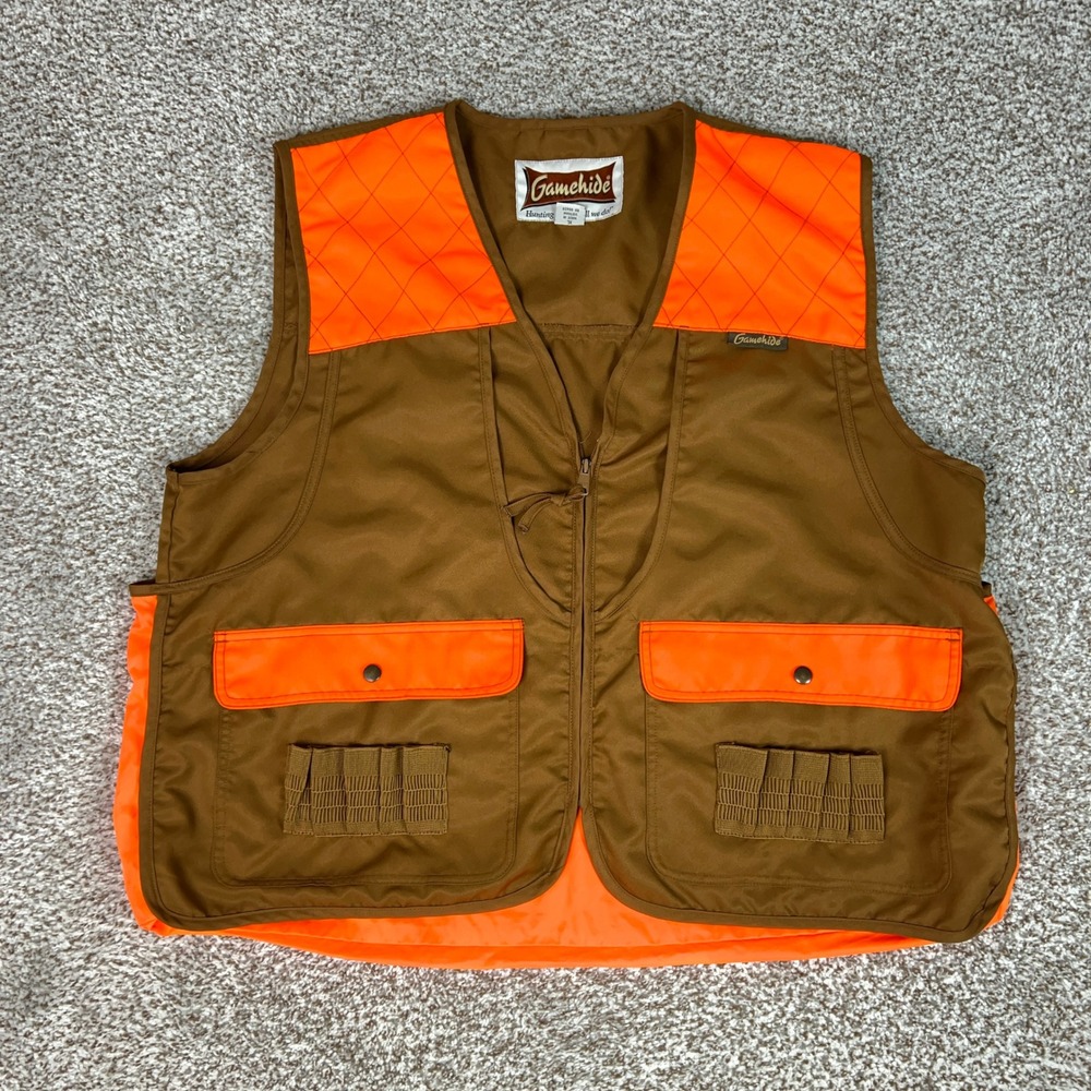 Gamehide Vest Mens XL Brown Orange Upland Hunting Shell Loops Bag Outdoor Blaze